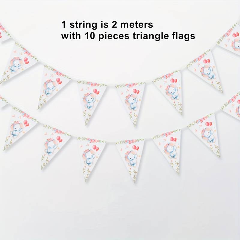 Elephant Birthday Party Triangle Flags 2 Meters With Flags, Party Paper  Banners Happy Birthday Party Decorations Kids Girl Party Hanging Garland  Flag Baby Shower Supplies - Temu Germany